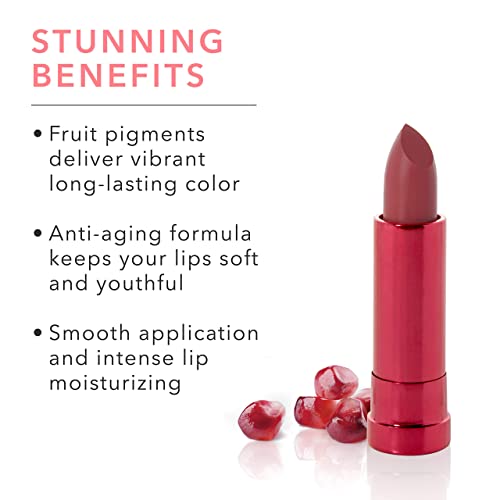 100% Pure Pomegranate Oil Anti-Aging Lipstick Long Lasting, Vibrant Makeup - Moisturizing Cocoa Butter Satin Finish - Vegan Fruit Pigmented Clover Color (Deep Neutral Pink Nude) - 0.15 Oz #TOP2