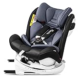  Bonio Silla de Coche Giratoria 360º Grupo 0+/1/2/3 (0~36kg) con UPF50+ Toldo Paraso (Negro)