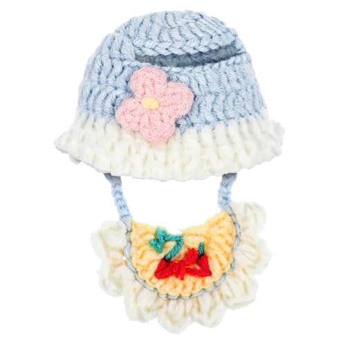 Milisten Doll Headwear Set Häkelmütze und Puppenlätzchen für Puppen Weiche Babypuppe Accessoires Kompatibel mit Labubu für Puppenhaus und Kreatives