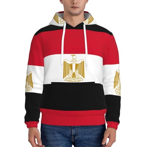 nanger Egyptian Flag Print Men'S Casual Hooded Sweatshirt, Thin Fleece Long Sleeve Hoodie Pullover With Pocket2