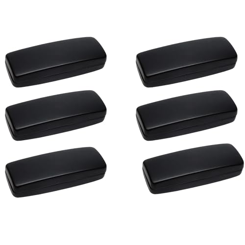Image of Calabria S412 Extra Large Hard Shell Eyeglass Case - Black Snap Closure Glasses Case with Soft Felt Interior