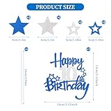 Royal Blue Silver Happy 21st Birthday Cake Toppers,21st Birthday Decorations for Boy,Personalised Cake Topper Blue Silver Star Cake Toppers for Girls Boys Birthdayparty Decorations Supplies - Image 2