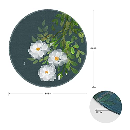 Happy Deals 10% Discount Off for Round Gaming Mouse Pad Non Slip Rubber Mousepad 8.66x8.66x0.07 inch with Stitched Edge Foldable Mat for Desktop,Laptop(Flower)