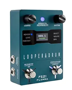 FLAMMA FS21 Stereo Guitar Looper Pedal & Drum Machine 2-in-1 with160 Minutes Loop Recording Capacity 100 Drum Grooves 10 Metronome Support Software Editing