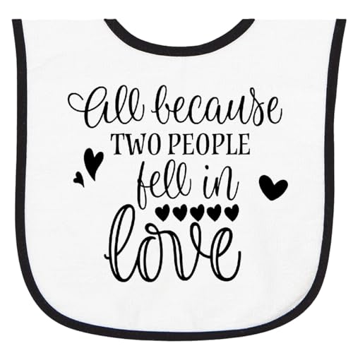 inktastic All Because 2 People Fell in Love Baby Terry Cloth Bib White and Black 48035