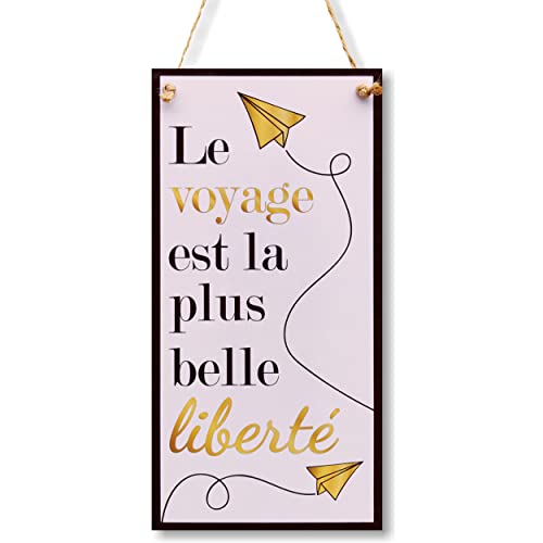 CARISPIBET La voyage est la plus belle liberté enseignes décoratives pour la maison décoration murales ornamentes 30 x 15 cm Cover