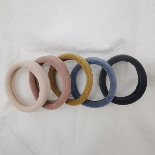Thick Hair Ties Ponytail Holders-OakMethod No Tangle Hair Bands-Stretch Cotton Hair Ties Bands for Women 50pcs(Multicolor-B)