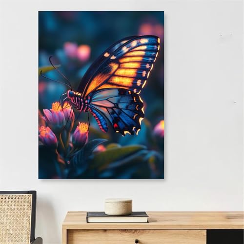 Peinture par numéro papillon avec cadre 80x120 cm toile à colorier pour adulte