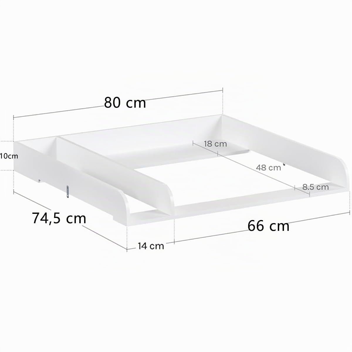 WOLTU Fasciatoio per Cassettiera Universale, Piano Fasciatoio con Divisorio Rimovibile, Fissaggio Sicuro con Pezzi Metallici, in MDF, Bianco