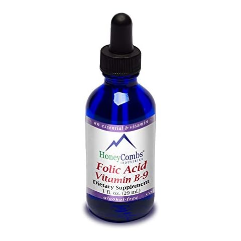 HoneyCombs Vitamin B9 (Folic Acid) Drops – Vitamin B Liquid Folate Drops to Support Health – Liquid Vitamins for Pregnancy – Alcohol-Free, Gluten Free Folic Acid Supplement, 1 Fl Oz. Cover