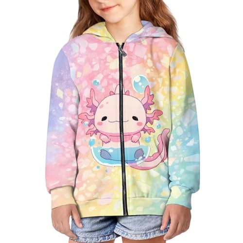 Girl Zip Up Hoodie Long Sleeve Sweatshirts Tops Fall Casual Jacket with Pockets for Kids 6-16 Years