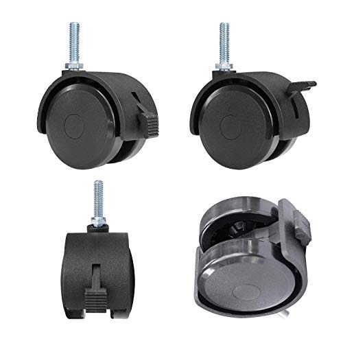 Aagut 2" Swivel Stem Casters With Locking Brake Threaded 1/4" - 20 X 1" For Furniture And Shelves, Black Replacement Castors, Pack Of 4 #TOP3