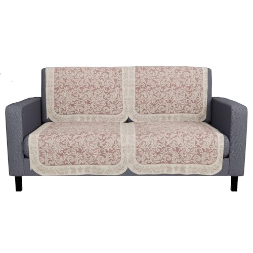Image of Kuber Industries 2 Seater Sofa Set Cover | Sofa Slipcover Protector for Home Living Room, Hall & Office Couch | Net Leaf Design- Maroon