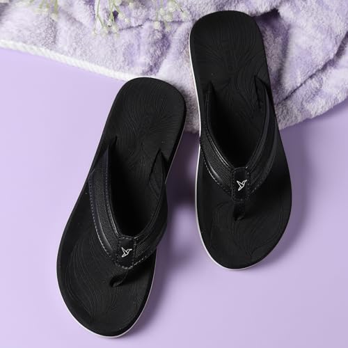 Image of YOHO Women Black soft slippers | Comfortable and Stylish flip flop | Chappal for Woman in exciting colors | Daily Use | Lightweight | Anti Skid Monsoon Chappal | Bubbles