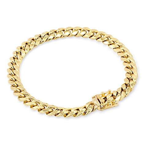 Nuragold 14k Yellow Gold 6.5mm Miami Cuban Link Chain Bracelet, Mens Womens Jewelry Box Clasp 7" 7.5" 8" 8.5" 9" Cover