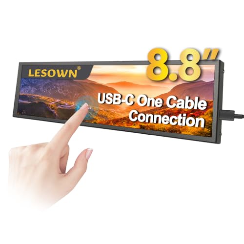 Image of 8.8 inch Small Mini Touchscreen Monitor 480x1920 IPS USB Type C Long Stretched Bar 600cd /m2 High Brightness Adjustable Strip Display for Windows Computer PC Sub Screen