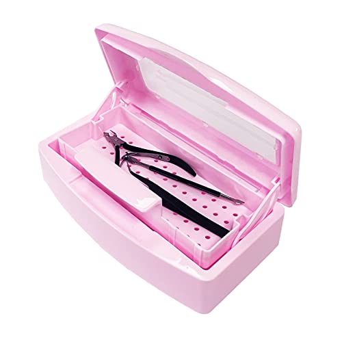 Lxiangn Nail Art Tool Sterilizer Tray,Plastic Clean Sterilizing Box Storage Organizer For Nail,Tweezers,Hair Salon,Spa & Cutter Manicure Equipment (Pink) #TOP21