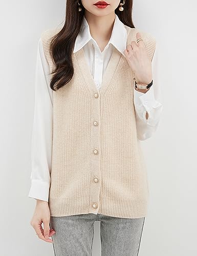 Image of Chanyarn Women's 100% Merino Wool Sweater Vest 2025 Fall Winter Casual Mock Neck Sleeveless Knit Sweater Tank Tops