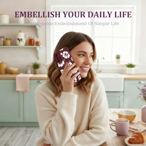 CASBST for Galaxy A15 5G Phone Case, Printed Silicone, White Hibiscus - image 4
