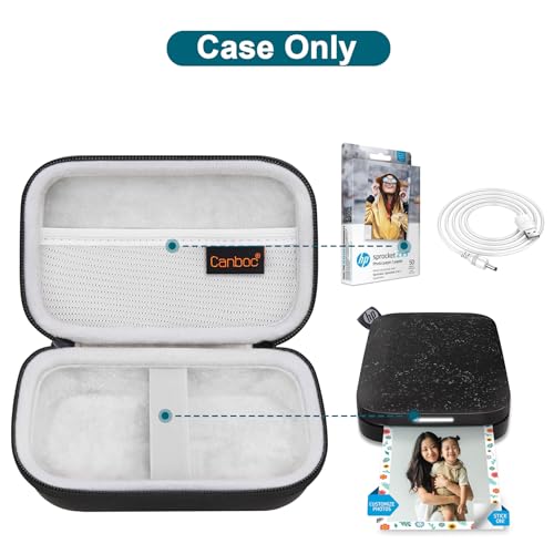 Canboc Carrying Case for HP Sprocket 2x3/ Kodak Step/Lifeprint 2x3 Photo Printer, Mesh Bag fit Photo Paper Cable, Black