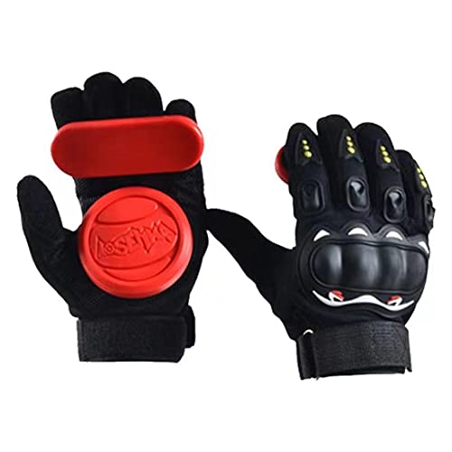 Gtopart Slide Handschuhe Longboard Downhill Handschuhe mit Herausnehmbaren Pucks CBST03 (Rot)