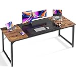 Huuger Computer Desk, 63 Inch Office Desk, Gaming Desk with Storage, Writing Desk Work Desk for Home Office, Study, Modern Simple Desk, Large Legroom, Metal Frame, Rustic Brown and Black