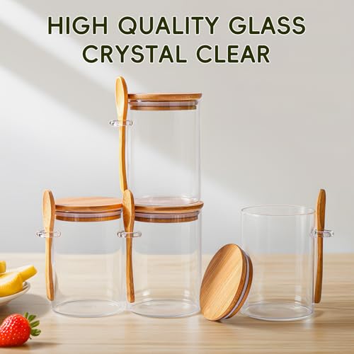 Image of MHDCLY Overnight Oats Containers with Lids,16oz Overnight Oats Jars 4 Pack, Oatmeal Cups,Meal Prep Containers,Glass Meal Prep Containers with Lids,China Pudding Jars