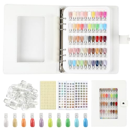 ASTONFOG Nail Color Swatch Book 150 Color Professional Nail Display Book for Gel Polish Nail Art Design Nail Swatches Chart Book with 150 Clear Replacement Nail Tips Salon Home Use