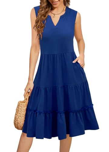 Summer Dresses for Women 2025 Elegant Classy Casual Boho Maxi Wedding Guest Midi Dress Vacation Travel Holiday School Teacher Outfits Fall Clothes Fashion Clothing Blue