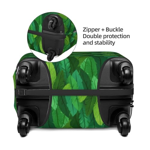 Green Feathers Texture Elastic Travel Luggage Covers Dustproof Scratch-Resistant Suitcase Protector Fit 22-24 Inch2