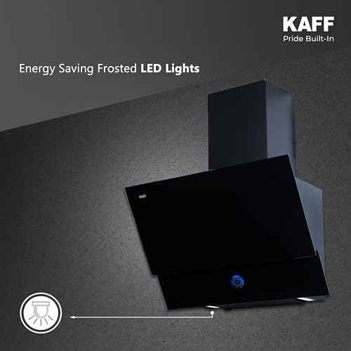 Image of KAFF 60 cm, 1350 m /hr Slant Kitchen Chimney | Powerful Suction | Touch Control with Digital Display | Gesture Control | Black Designer Glass | LED Lights | Low Noise | AERO BL