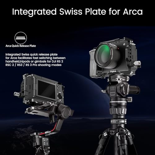 Image of Compatible with Sony ZV-E1 Camera Bracket, Composite Handle and HDMI Cable Clip, NATO Rail, Cold Shoe and Multiple 1 /4 inch and 3 /8 inch Threaded Holes, Aluminum Video Bracket JN-098A
