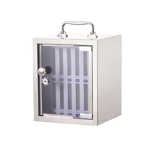 OVOGGPAN Stainless Steel Cell Phone Locker for Classroom valuables Locker Desktop Mobile Phone Organizer Wall-Mounted Cell Phone Locker Box Cell Phone Holder Storage Cabinet(21.5x19x25cm-12Slots)