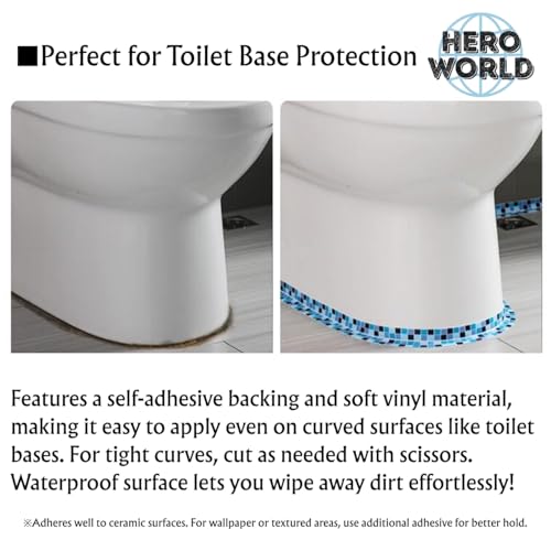 Image of Waterproof Caulk Tape 1.5in x 10.5ft Decorative Self-Adhesive Sealing Strip for Kitchen Bathroom Sink Toilet (Blue Tile)