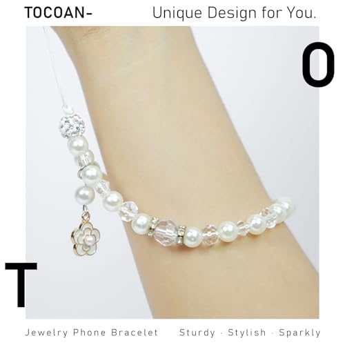 Phone Charm Wrist Strap with Tether Tab, Detachable Anti-Theft CellPhone Charms Strap, Hands-Free Decorative Phone Chain Lanyard for Women Girls, Compatible with Most Smartphones (Pearl Flower) by Tocoan - Image 5