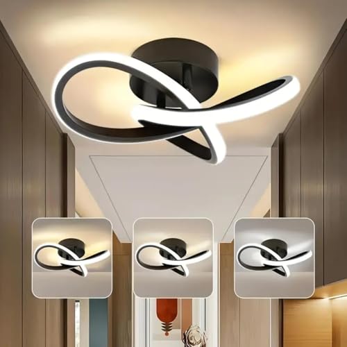 Image of Modern Dimmable LED Ceiling Light | Flush Mount Black Fixture with 3 Color Modes | Adjustable Brightness for Bedroom, Living Room & Dining Room (Ceiling Light (802))