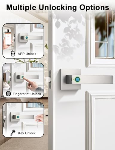 Tinewa Fechadura de porta com impressão digital, maçaneta biométrica com fechadura inteligente, fech