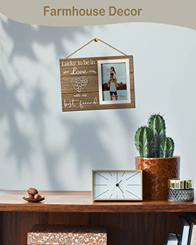 Ylu Yni Gifts For Him/Her, Wooden Picture Frame 4X6 Inch Photo, Anniversary Wedding Photo Frame, Romantic Unique Gifts For Couples, Valentines Day Gifts #TOP6