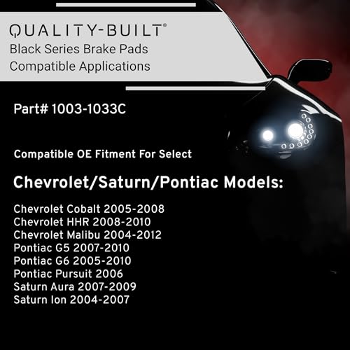 QUALITY-BUILT Rear Ceramic Brake Pads, Black Series 1003-1033C, Compatible with 2004-2012 Chevrolet/Pontiac/Saturn (Aura,Cobalt,G5,G6,HHR,Ion,Malibu,Pursuit) by Quality-Built - Used condition - Image 3