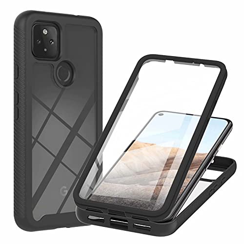 TTNAO Funda para Google Pixel 5A 5G Case,Resistente a los Arañazos Antichoque Bumper Cases Pet Material Carcasa 360 Grados Protección Case Práctica Protector de Pantalla Incorporado Cover -Negro Cover