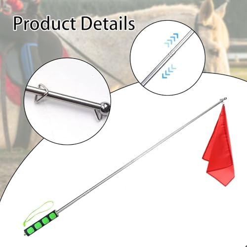 Fenteer Horse Training Flag,Equestrian Flag,Horsemanship Supplies Retractable Flagpole Horse Training Equipment for Riding Activities, Green Handle - 2