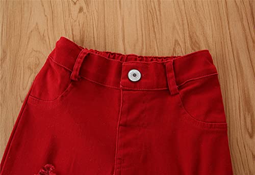 Kids Girls Ripped Flare Jeans Bell Bottom Denim Pants Toddler Solid Color Pants 1-6 Years4