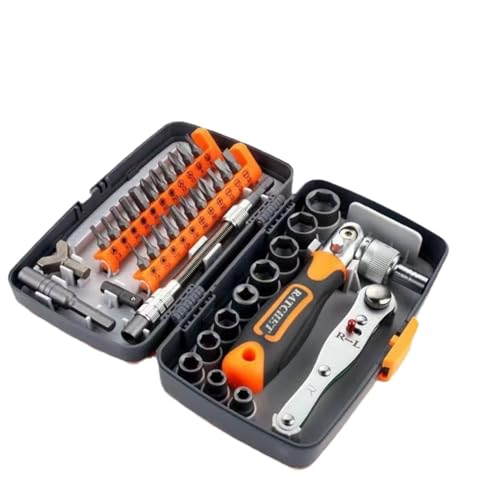 AMYSTY Hand Tool Sets 38 PCs Repair Tool Kits Universal Ratchet Multi-purpose Socket Screwdriver Bits Set With Box Tool Kit Set For Home Garage