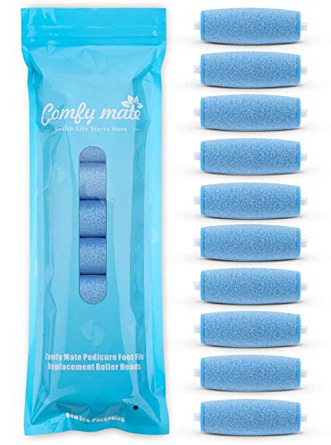 10 Extra Coarse Replacement Roller Refill Heads Compatible With Amope Wet Dry Electronic Foot File Refill(10 Extra Coarse For Wet & Dry) Blue #TOP21
