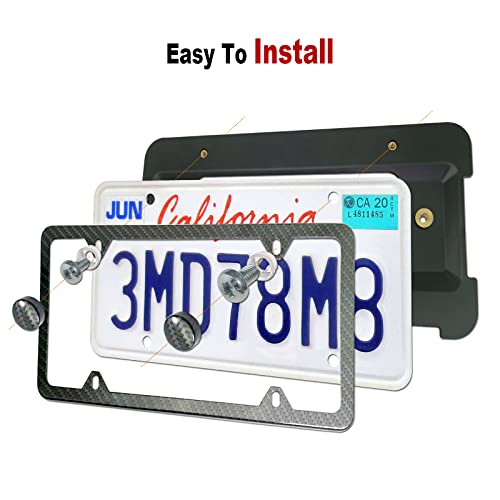 Zxfoog Rear License Plate Holder Bracket For Bmw Series & Mini Cooper- Bumper Trunk Mount Tag Adapter With Carbon Fiber Frame, Replace Car Accessories 51187160607 511882380615, Screws Caps Insert Nuts #TOP4
