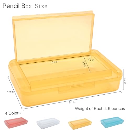 Image of 1 PCS Double Layer Large Capacity Translucent Plastic Hard Pencil Box with Snap-tight Lid, Stackable, for Office School Supplies (Yellow)