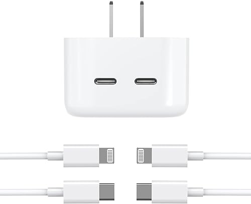 Certificado Apple MFi Cargador rápido para iPhone 13 14, adaptador de corriente compacto de puerto USB-C dual de 35 W, cargador de pared rápido Certificado Apple MFi Cargador rápido para iPhone 13 14, adaptador de corriente compacto de puerto USB-C dual de 35 W, cargador de pared rápido