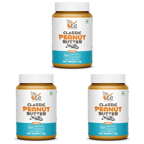 Image of Trubite Classic Peanut Butter (Creamy) (1kg) | 26g Protein | Cholesterol Free | Indian Recipe | Delightful Taste (Pack of 3)