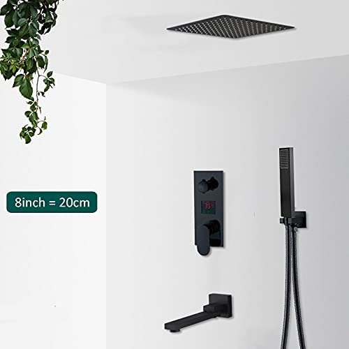Robinet de douche effet pluie noir mat avec mitigeur LCD