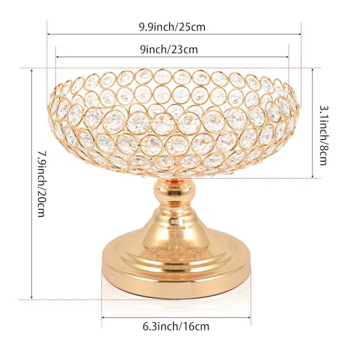 kolnlala Hollow-Carved Design Crystal Fruit Bowl Food Bowl for Table Centerpiece, Fruit/Artificial flowers Holder for your Counter,Elegant Crystal Bowl for Party table(Gold, 1PC) by kolnlala - Image 4